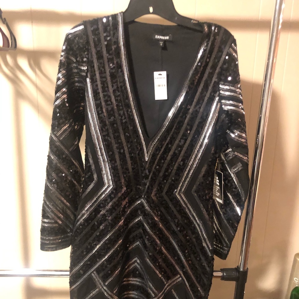 Gold & silver ultra plunge sequined mini